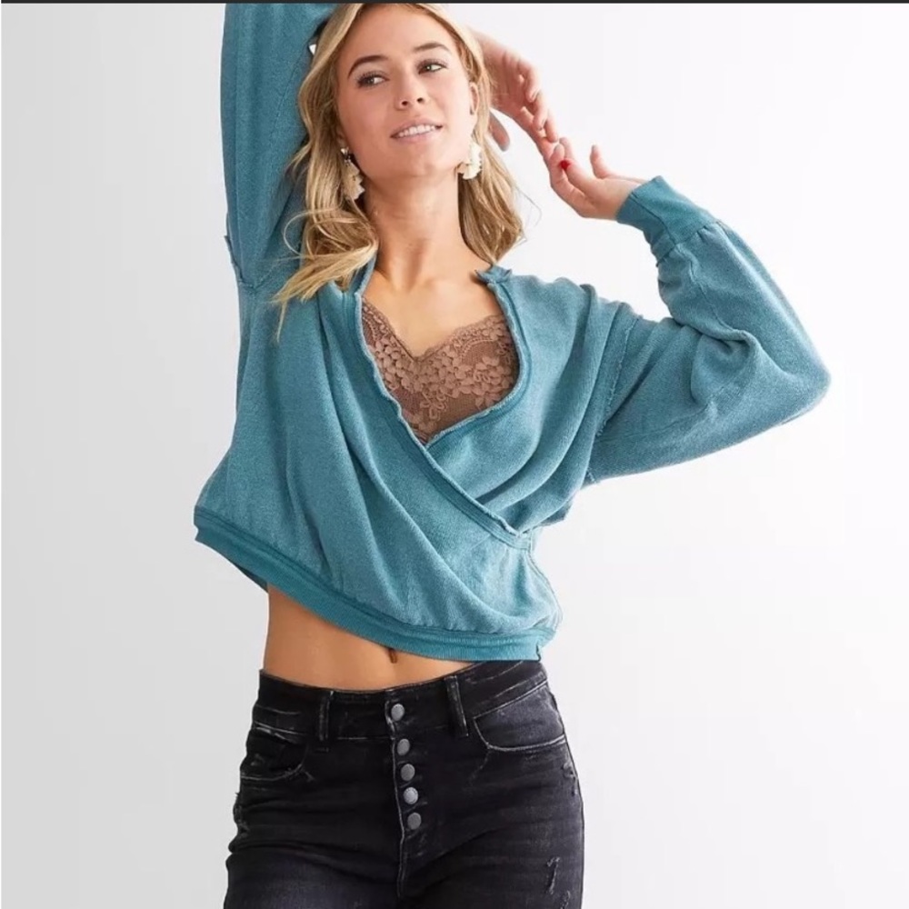 Free People Anyway Surplice Top Teal Size S